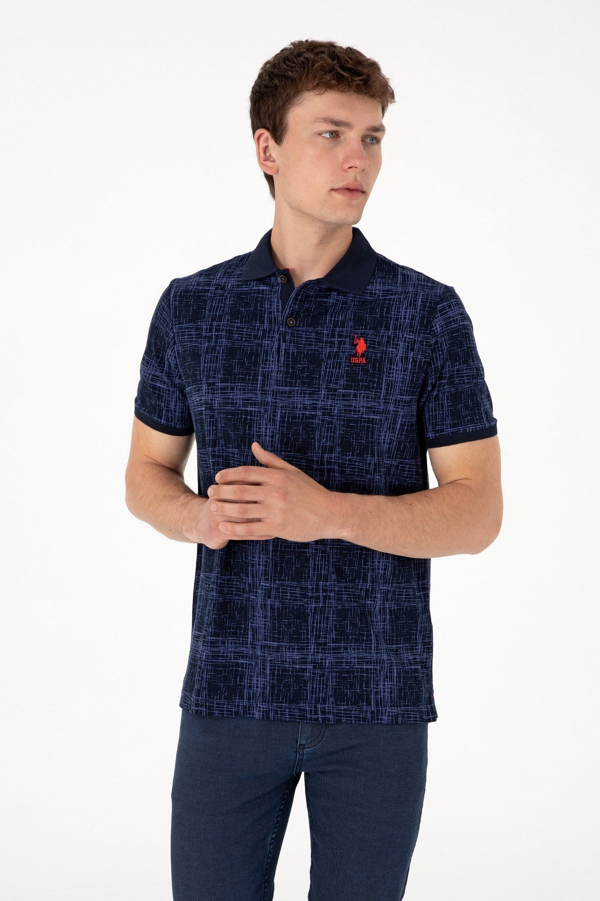 U.s. Polo Assn. Erkek Regular Fit Polo Yaka Desenli %100 Pamuk T-Shirt 2103243