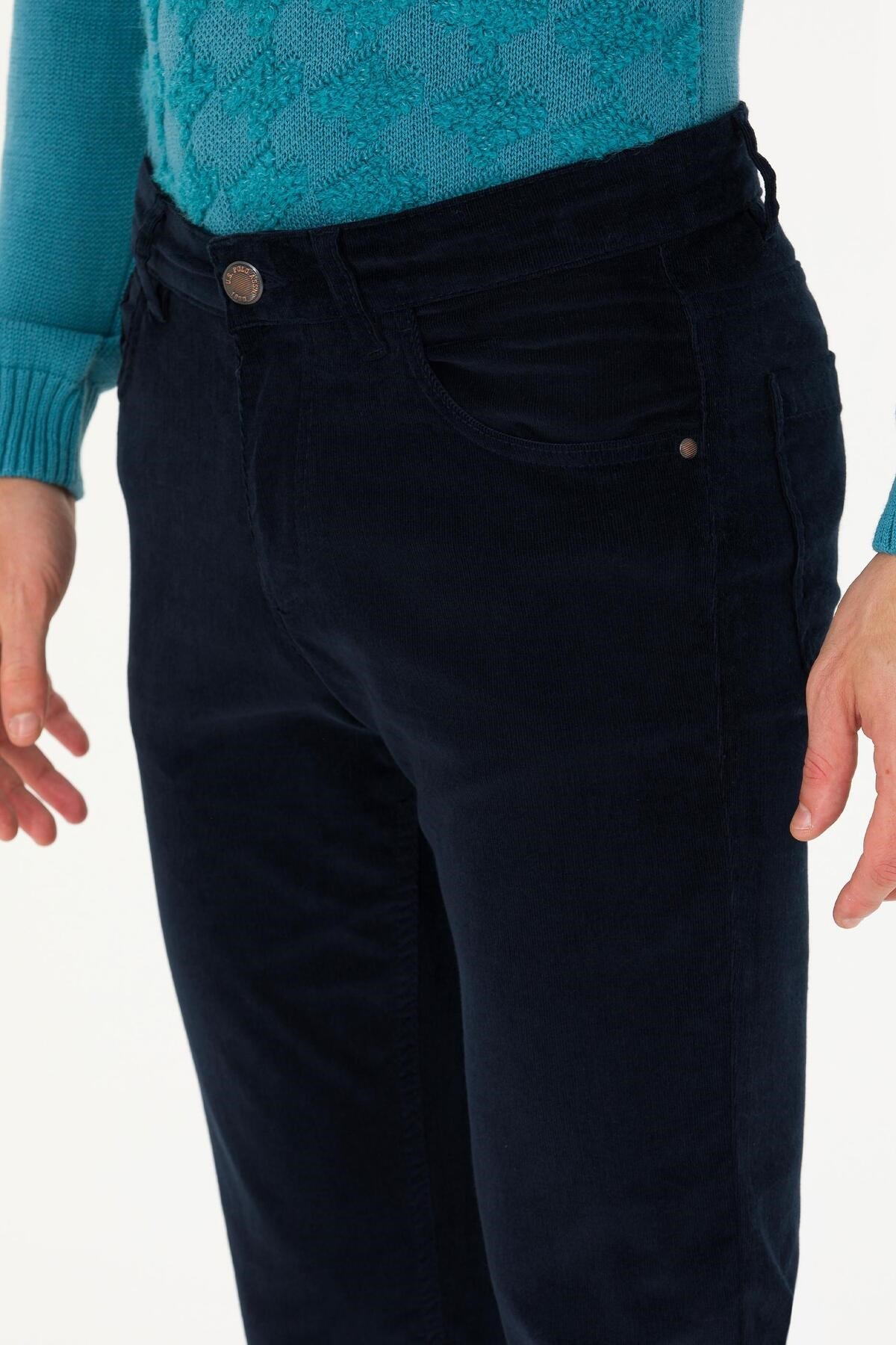 U.S. POLO ASSN. ERKEK DOKUMA SPOR KADİFE PANTOLON- SİYAH