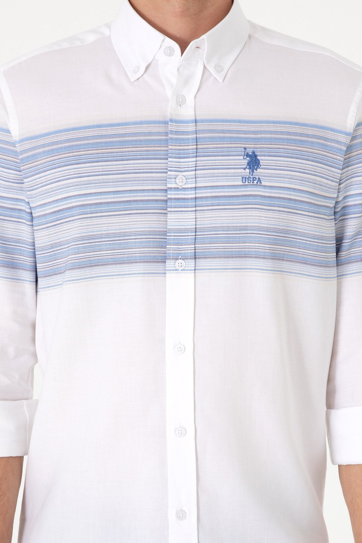 U.s. Polo Assn. Erkek Mavi Uzun Kollu Slim Fit %100 Pamuk Gömlek 2106642