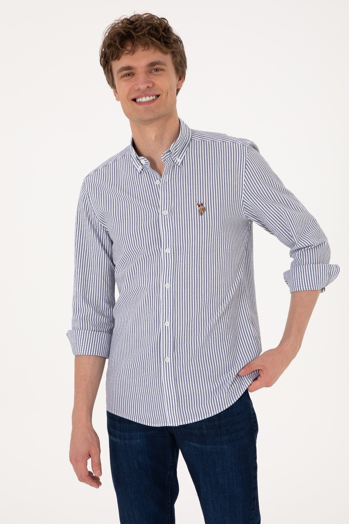 U.s. Polo Assn. Erkek Uzun Kollu Slim Fit %100 Pamuk Gömlek 2103065