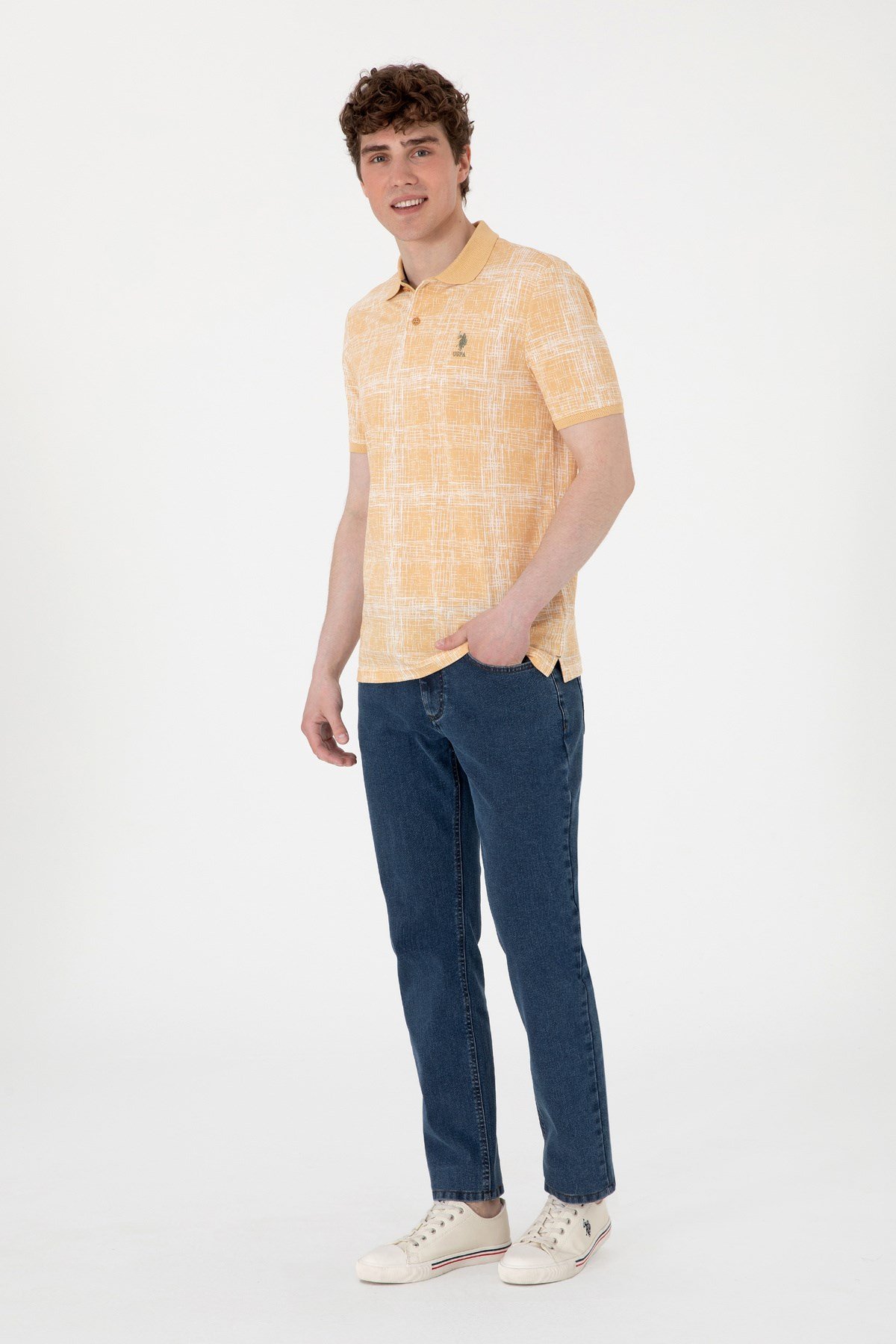 U.s. Polo Assn. Erkek Regular Fit Polo Yaka Desenli %100 Pamuk T-Shirt 2103243