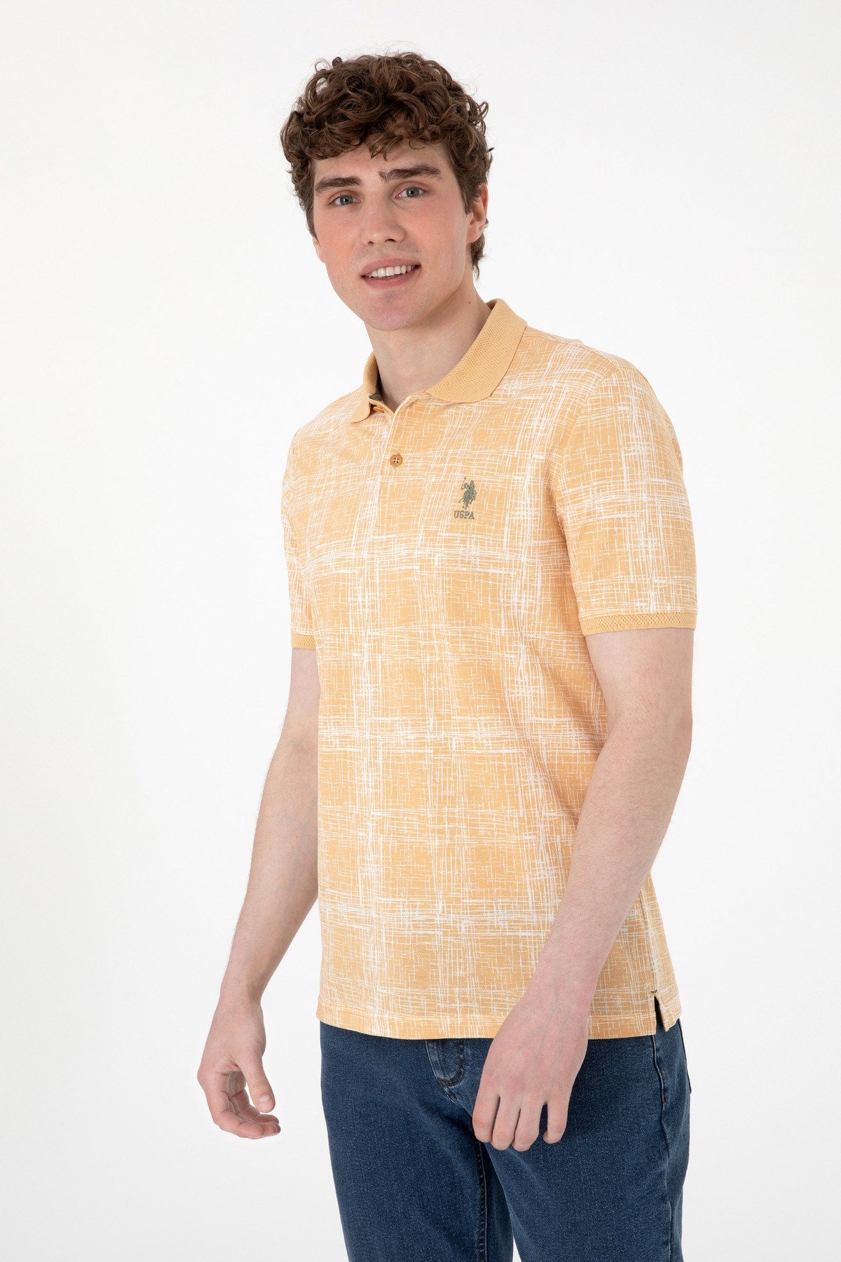 U.s. Polo Assn. Erkek Regular Fit Polo Yaka Desenli %100 Pamuk T-Shirt 2103243