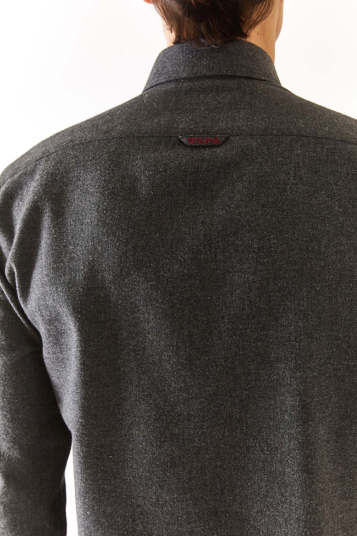 U.S. POLO ASSN. ERKEK DOKUMA SLIM FİT KIŞLIK SİYAH GÖMLEK