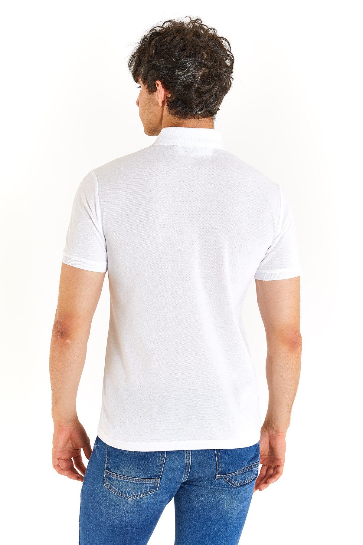 U.S. POLO ASSN. ERKEK DOKUMA POLO YAKA BEYAZ T-SHİRT