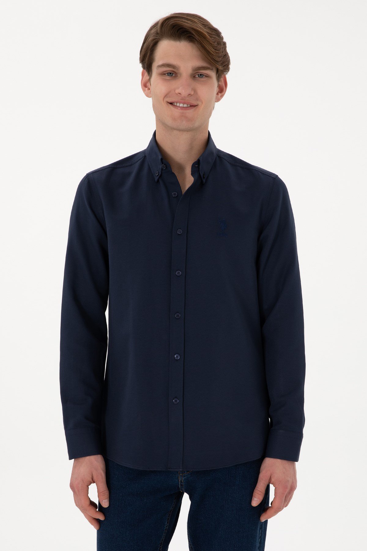 U.s. Polo Assn. Dokuma Uzun Kol Slim Fit Gömlek 2084085