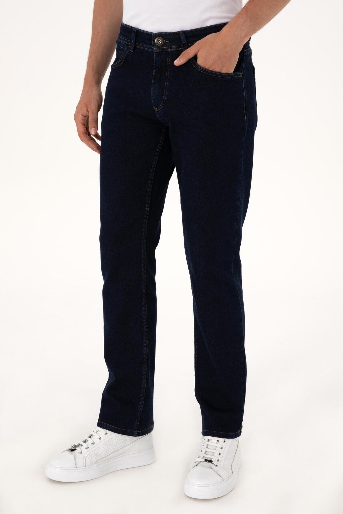U.S. Polo Assn. Erkek Straight Fit %98 Pamuk Jean Pantolon - Mavi 2081296