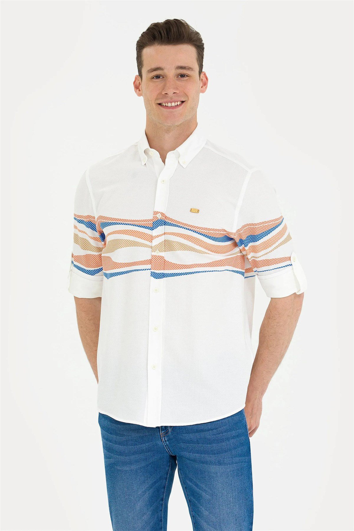 U.S. Polo Assn. Erkek Beyaz Uzun Kollu Gömlek G081SZ004.000.1578949.VR031