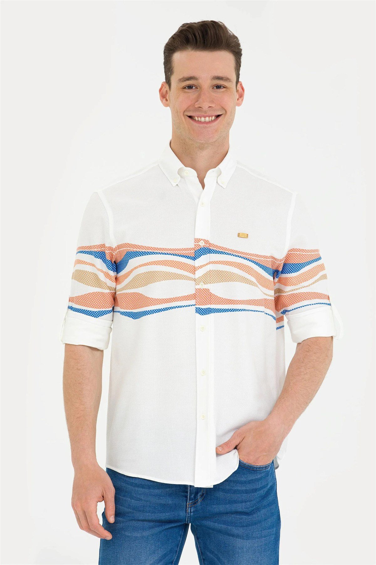 U.S. Polo Assn. Erkek Beyaz Uzun Kollu Gömlek G081SZ004.000.1578949.VR031