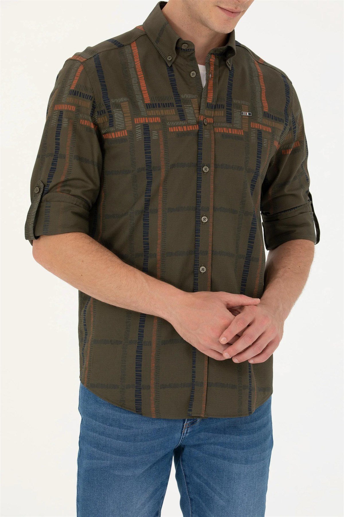 U.S. Polo Assn. Erkek Haki Uzun Kollu Gömlek G081SZ004.000.1687689.VR027