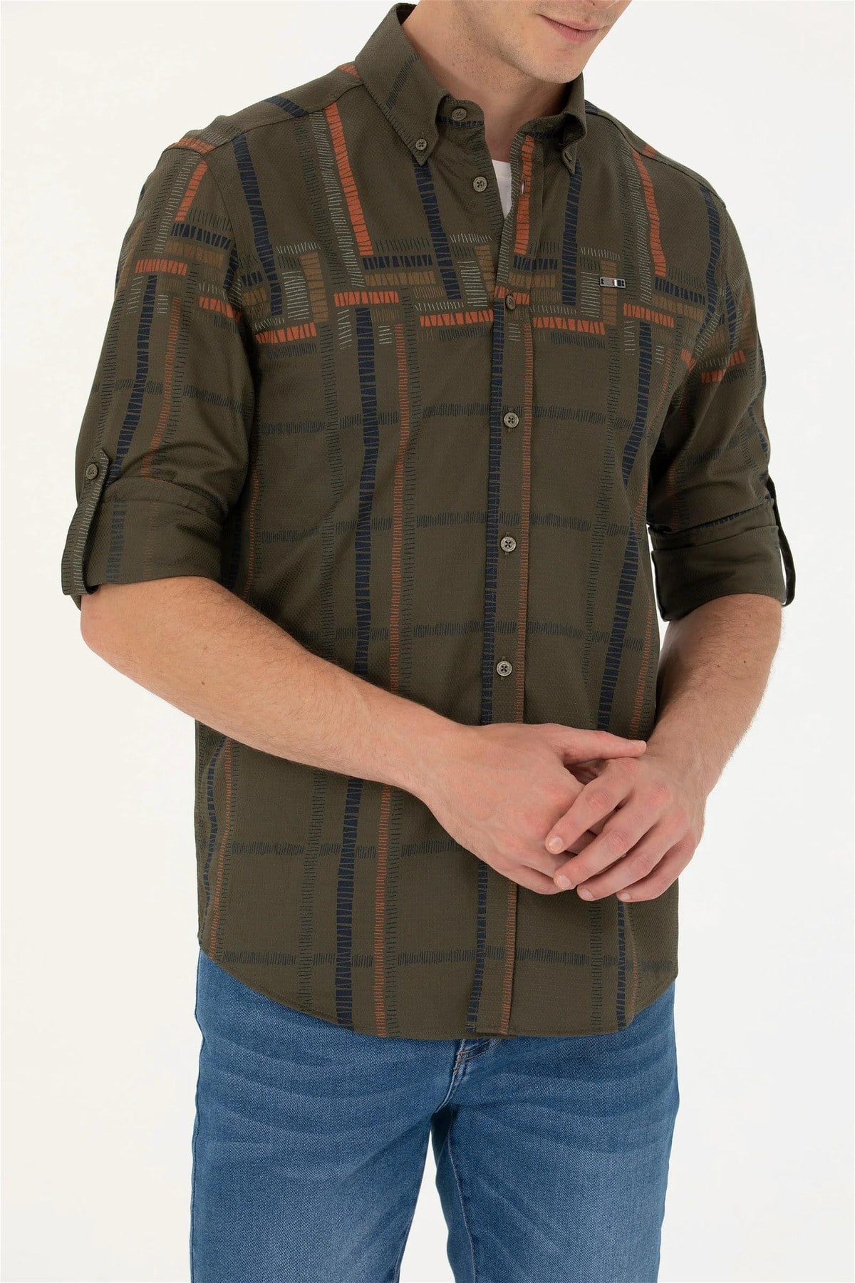 U.S. Polo Assn. Erkek Haki Uzun Kollu Gömlek G081SZ004.000.1687689.VR027
