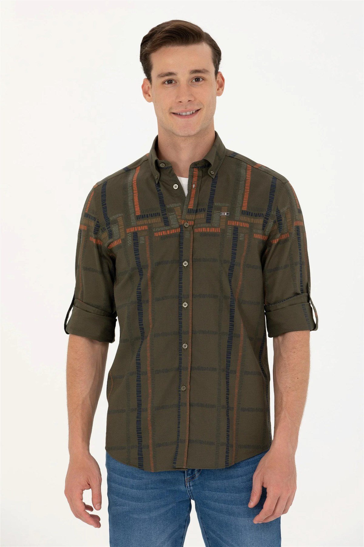 U.S. Polo Assn. Erkek Haki Uzun Kollu Gömlek G081SZ004.000.1687689.VR027