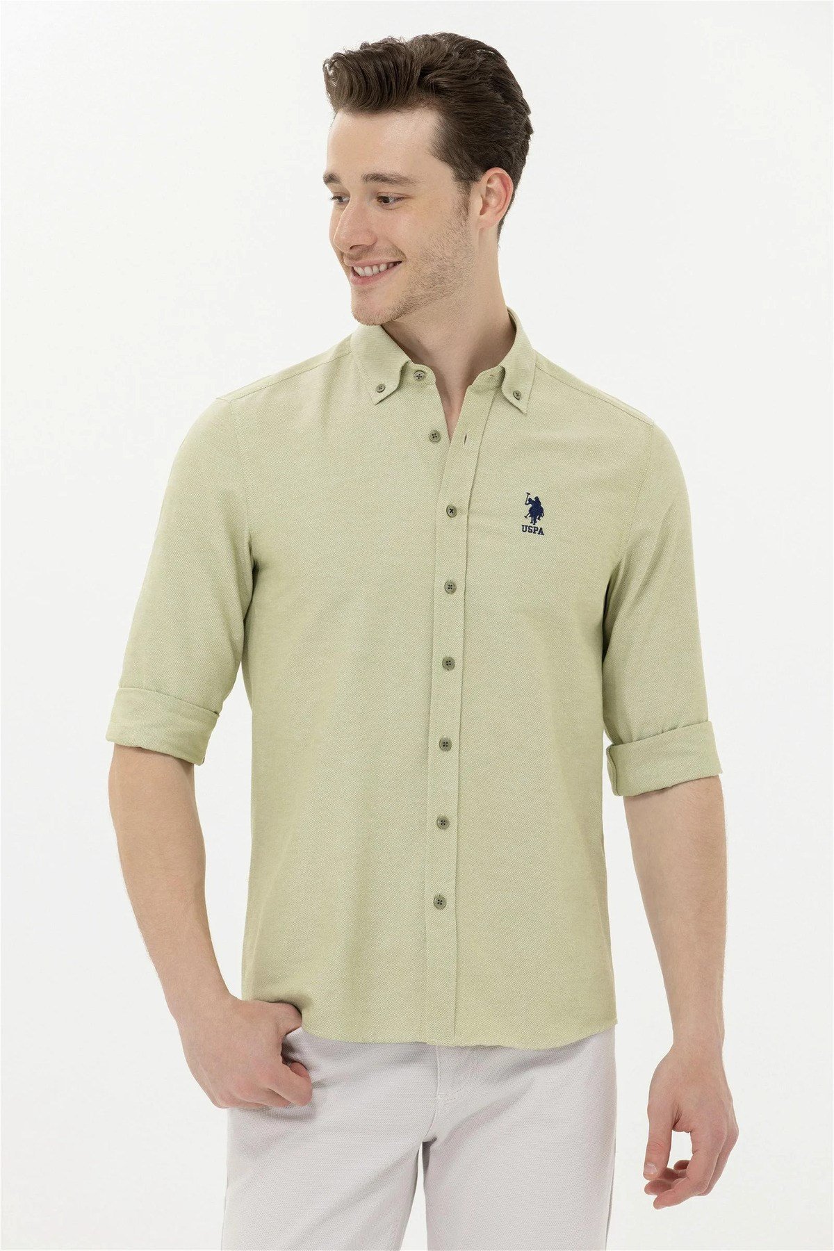 U.S. Polo Assn. Erkek Koyu Haki Uzun Kollu Basic Gömlek G081GL004.000.1363580.VR111