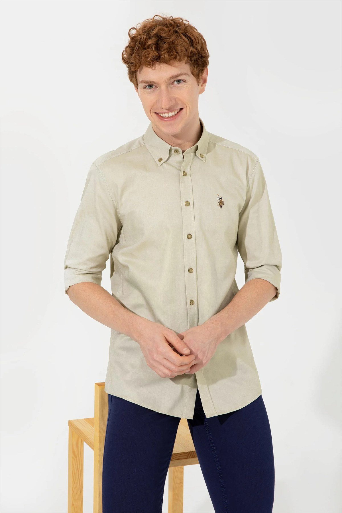 U.S. Polo Assn. Erkek Koyu Haki Uzun Kollu Basic Gömlek G081SZ004.000.1363076.VR111