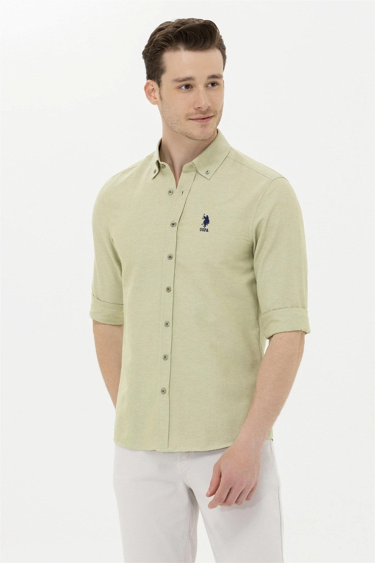U.S. Polo Assn. Erkek Koyu Haki Uzun Kollu Basic Gömlek G081GL004.000.1363580.VR111