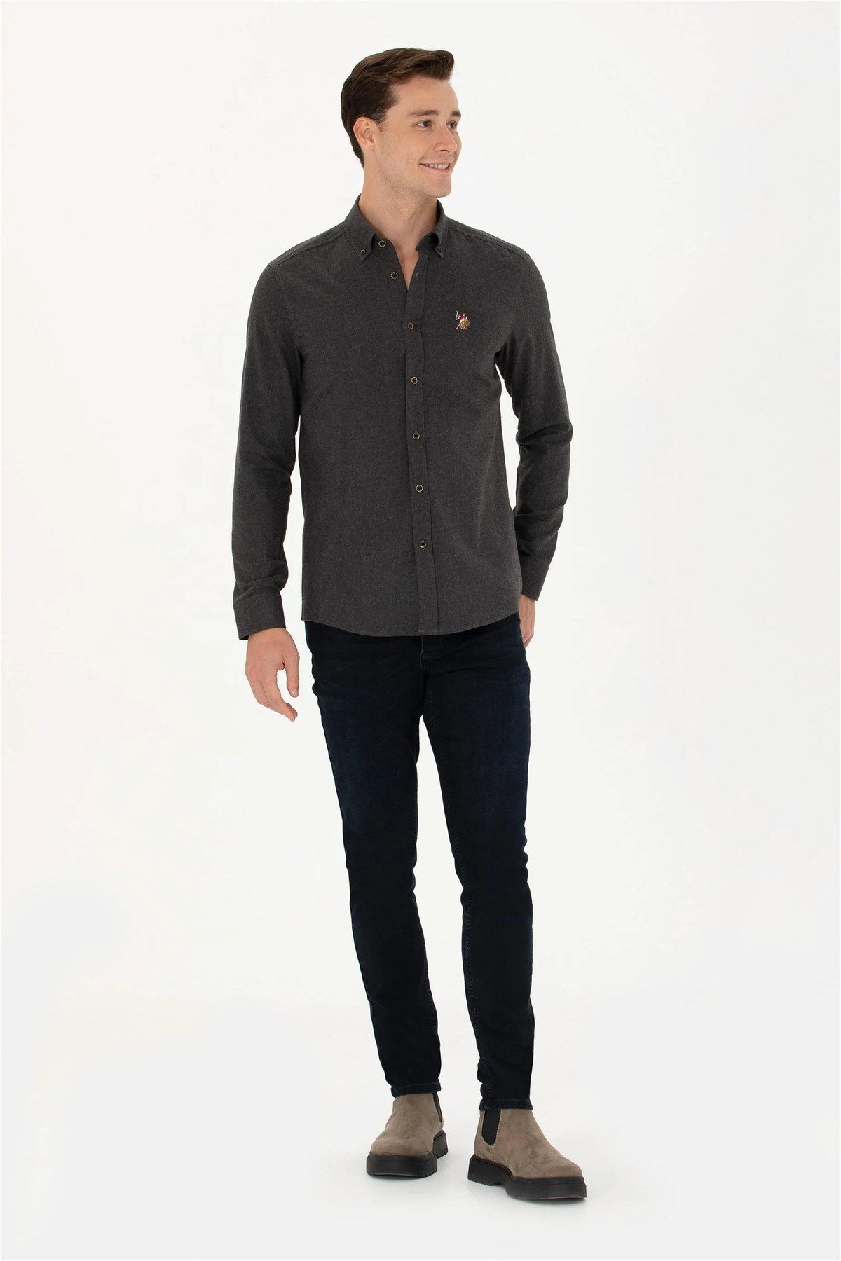 U.S. Polo Assn. Erkek Siyah Uzun Kollu Basic Gömlek G081SZ004.000.1672287.VR046