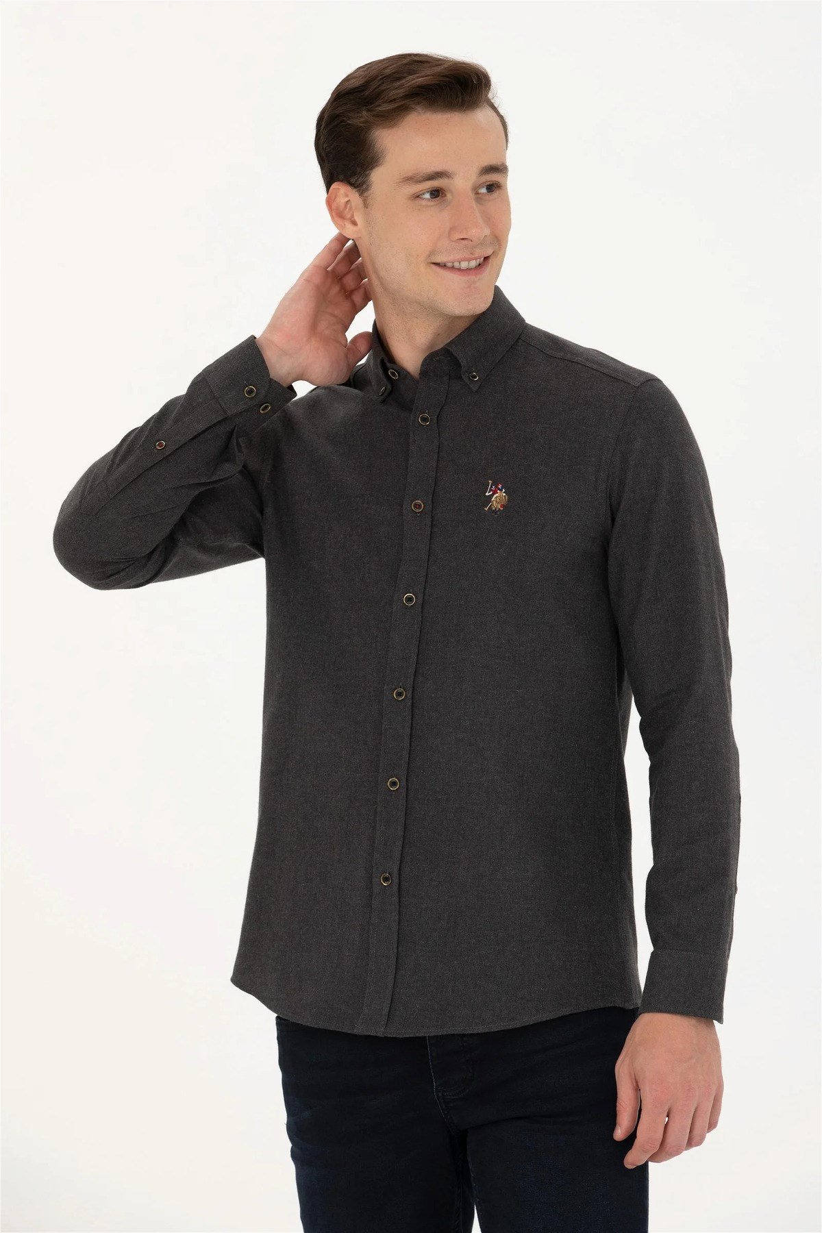 U.S. Polo Assn. Erkek Siyah Uzun Kollu Basic Gömlek G081SZ004.000.1672287.VR046
