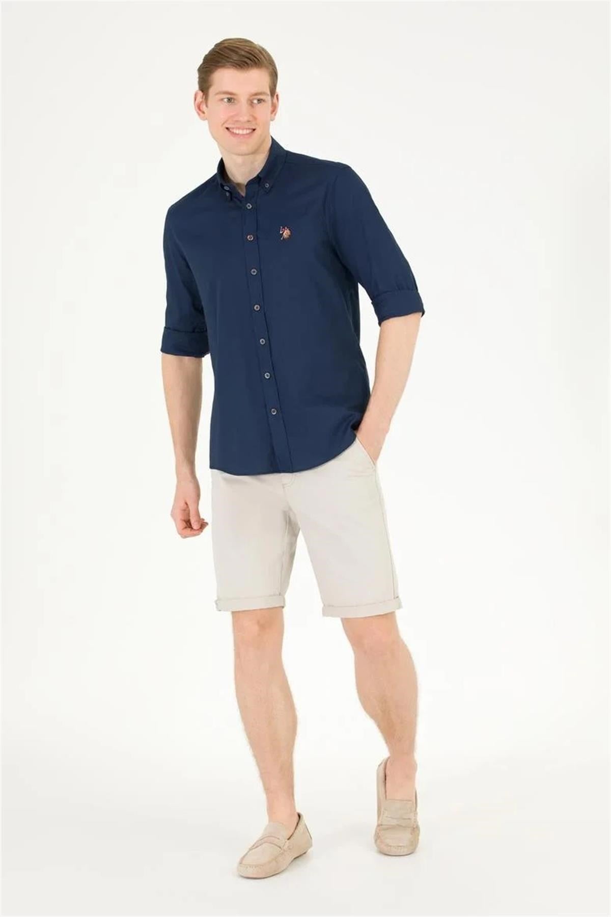 U.S.POLO ASSN. Erkek Lacivert Regular Fit Dokuma Gömlek 1571767