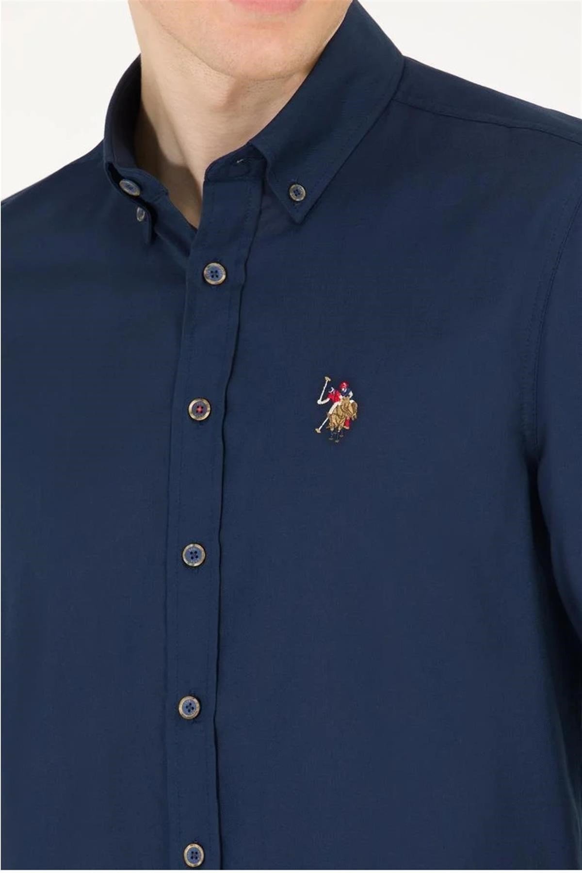 U.S.POLO ASSN. Erkek Lacivert Regular Fit Dokuma Gömlek 1571767