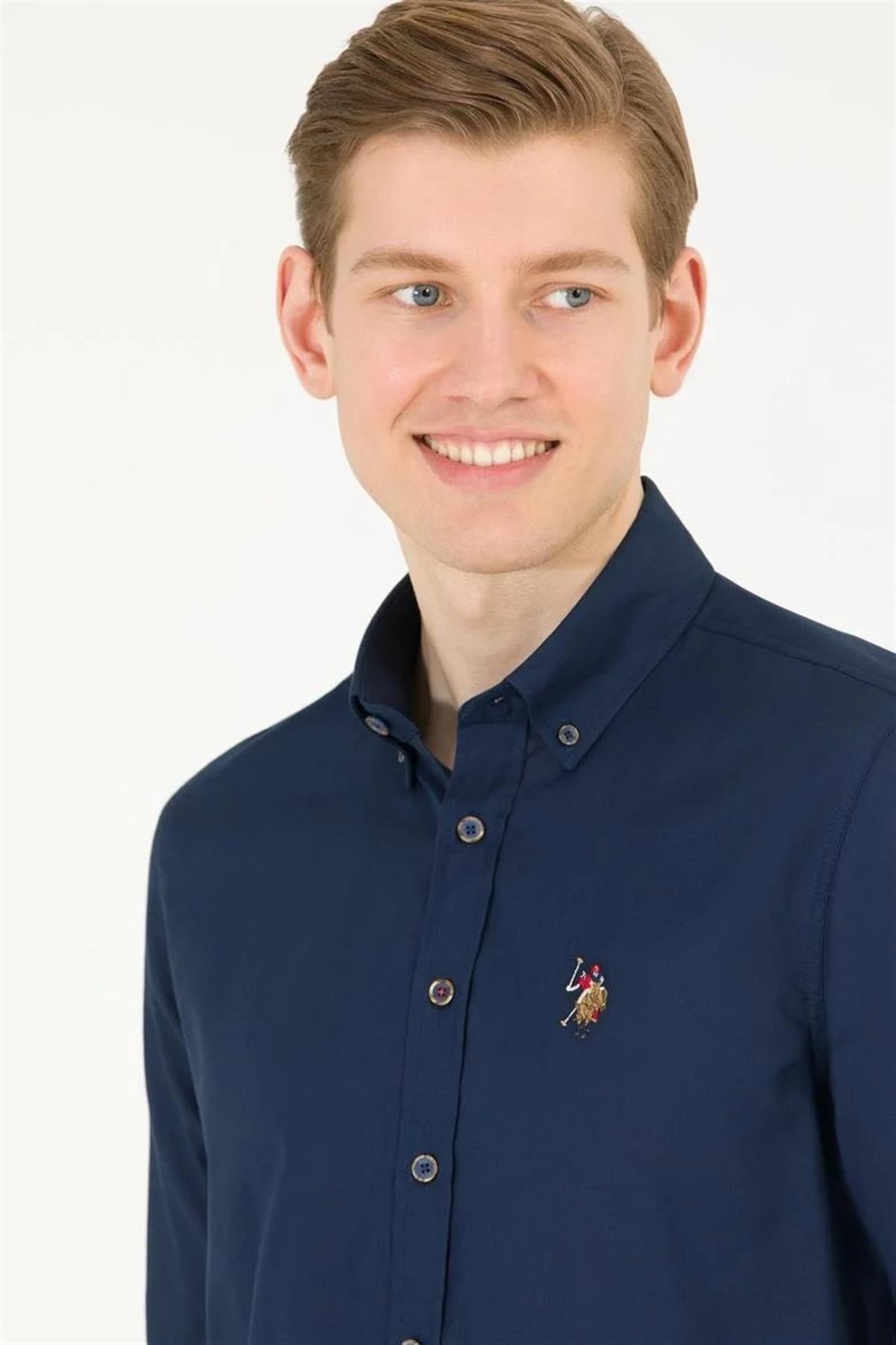 U.S.POLO ASSN. Erkek Lacivert Regular Fit Dokuma Gömlek 1571767