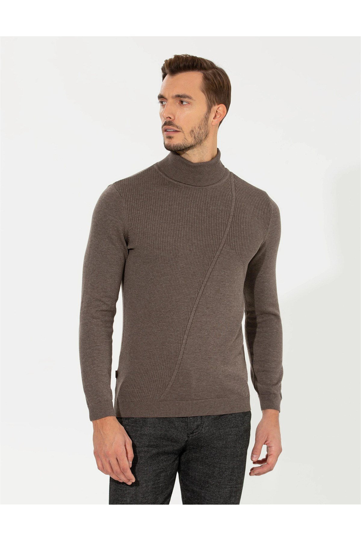 Vizon Melanj Slim Fit Balıkçı Yaka Triko Kazak G021SZ0TK.000.1481738.VR174