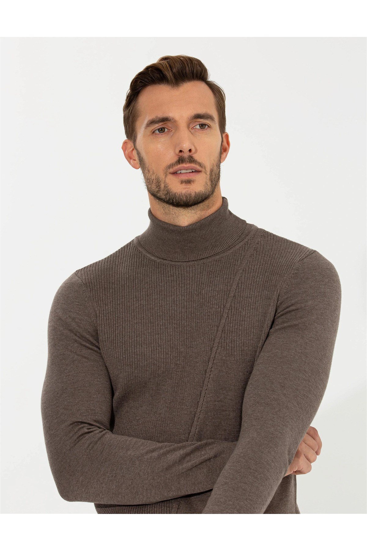 Vizon Melanj Slim Fit Balıkçı Yaka Triko Kazak G021SZ0TK.000.1481738.VR174