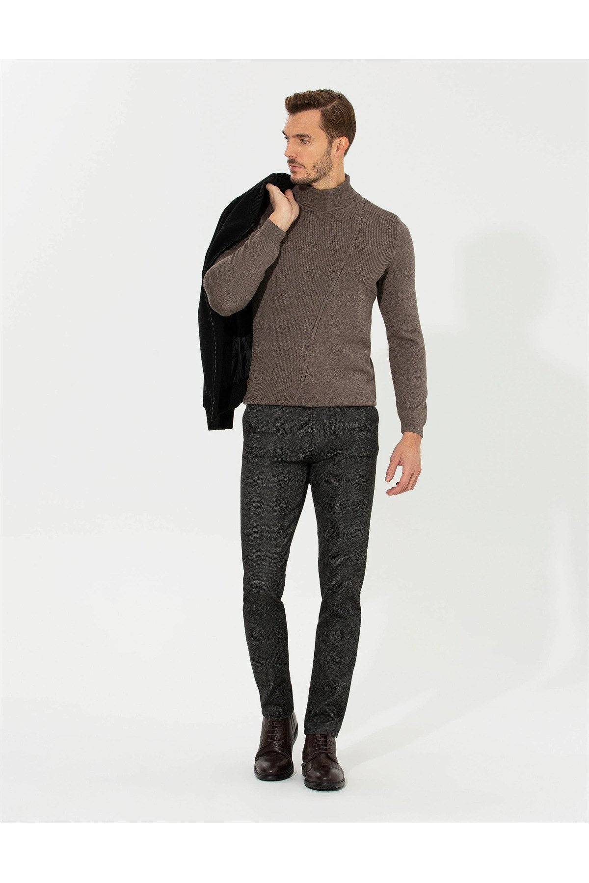 Vizon Melanj Slim Fit Balıkçı Yaka Triko Kazak G021SZ0TK.000.1481738.VR174