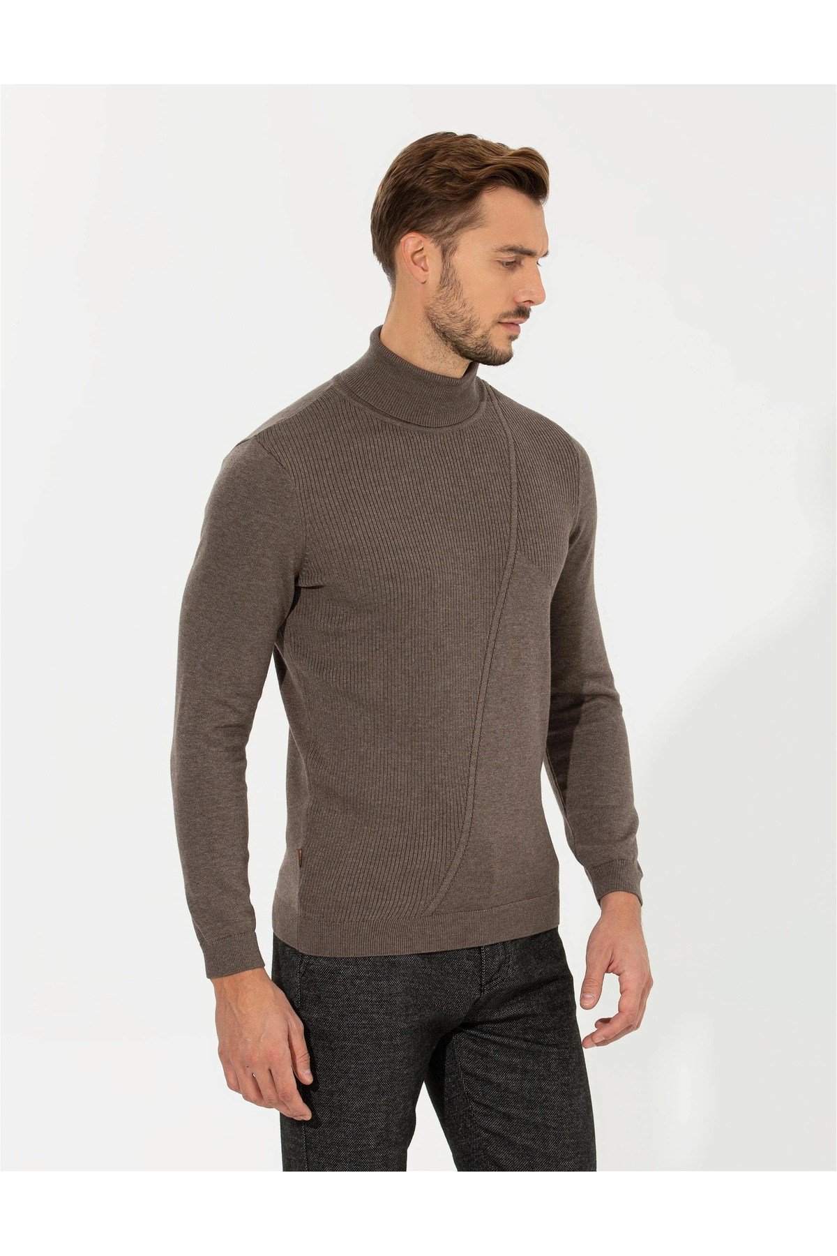 Vizon Melanj Slim Fit Balıkçı Yaka Triko Kazak G021SZ0TK.000.1481738.VR174