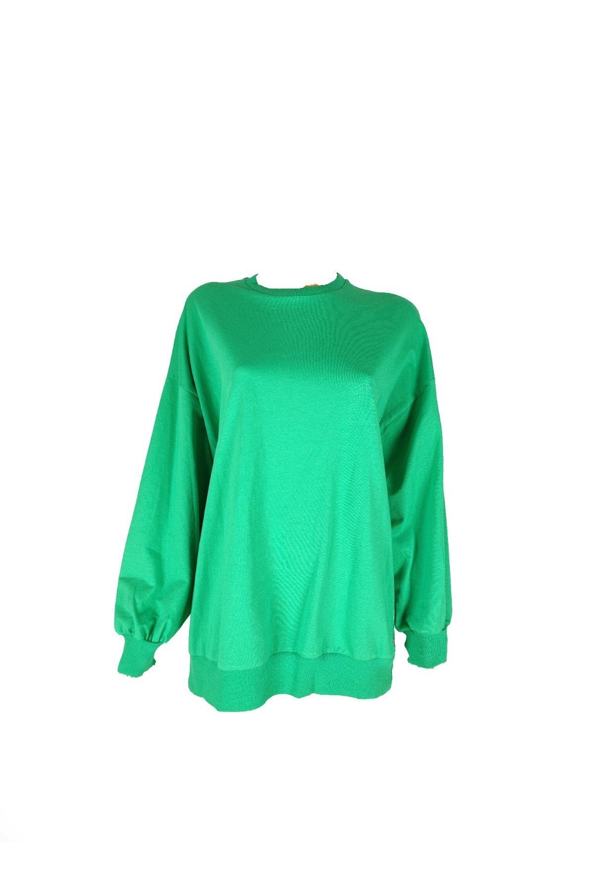 Yeşil Bisiklet Yaka Oversize Sweat