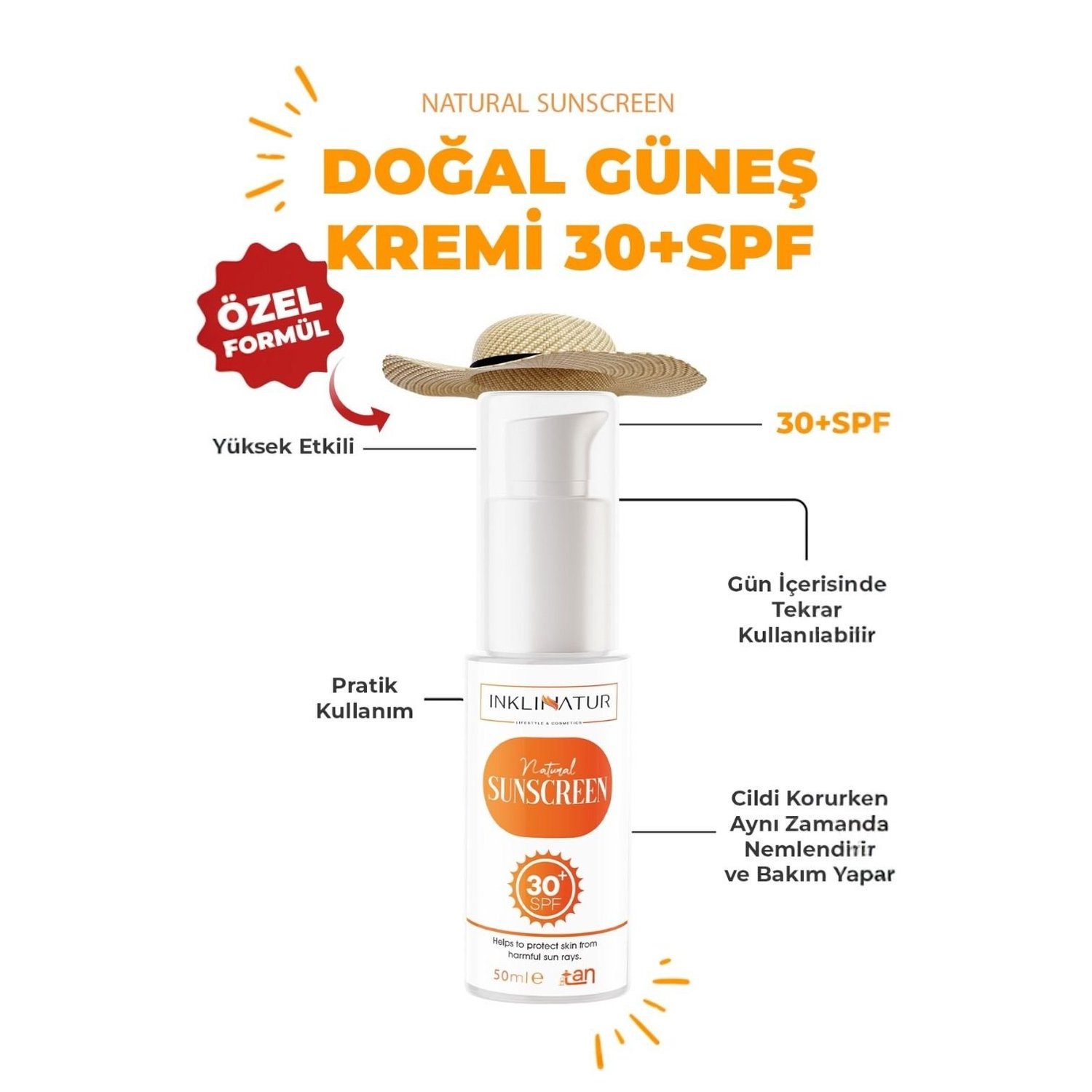 Inklinatur Doğal Güneş Kremi 50 ml / 30 SPF - 50+ SPF