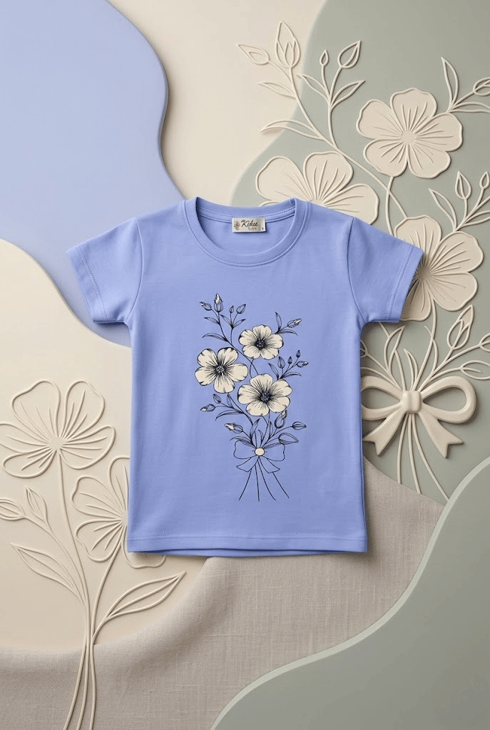 Çiçek Baskılı Kız Tshirt
