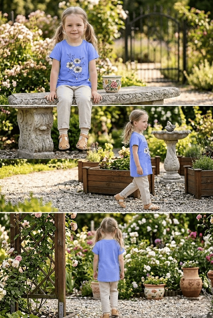 Çiçek Baskılı Kız Tshirt