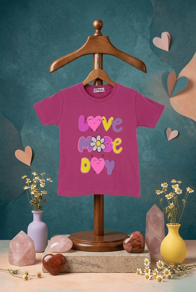 Love Mooe Day Baskılı Kız Tshirt