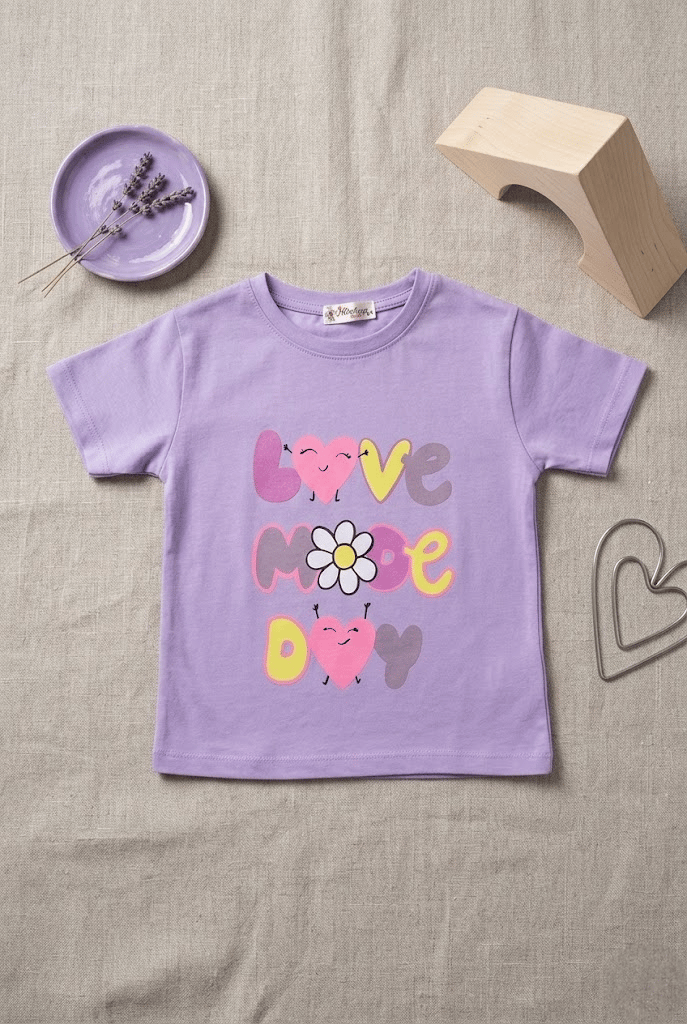 Love Mooe Day Baskılı Kız Tshirt