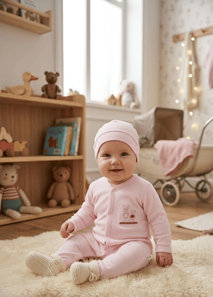 Nakışlı Kız Bebek Tulum Seti