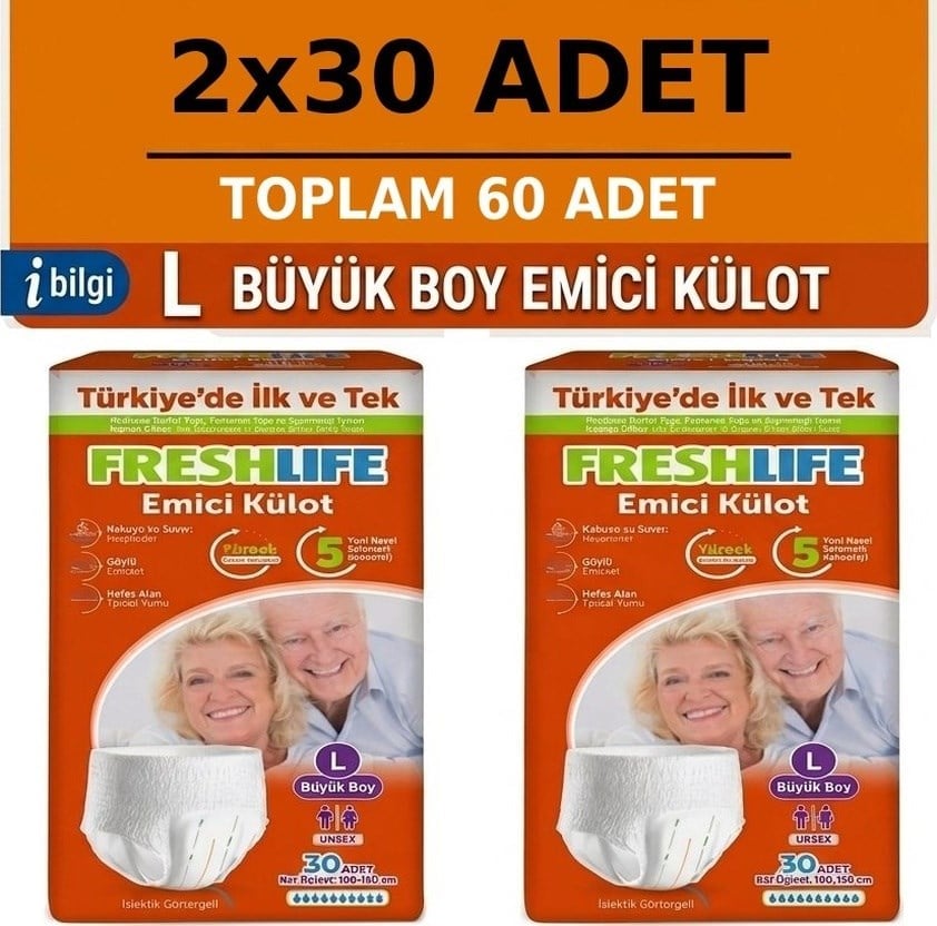 Freshlife Emici Külot Large Beden Büyük Boy Hasta Bezi 60 Adet 2x30 Paket L