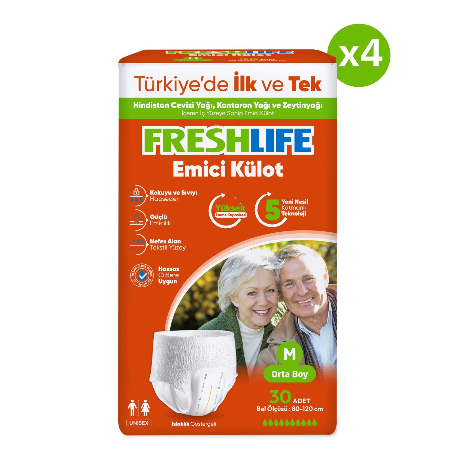 Freshlife Emici Külot Orta Boy M 30'lu 4 Adet Hasta Bezi