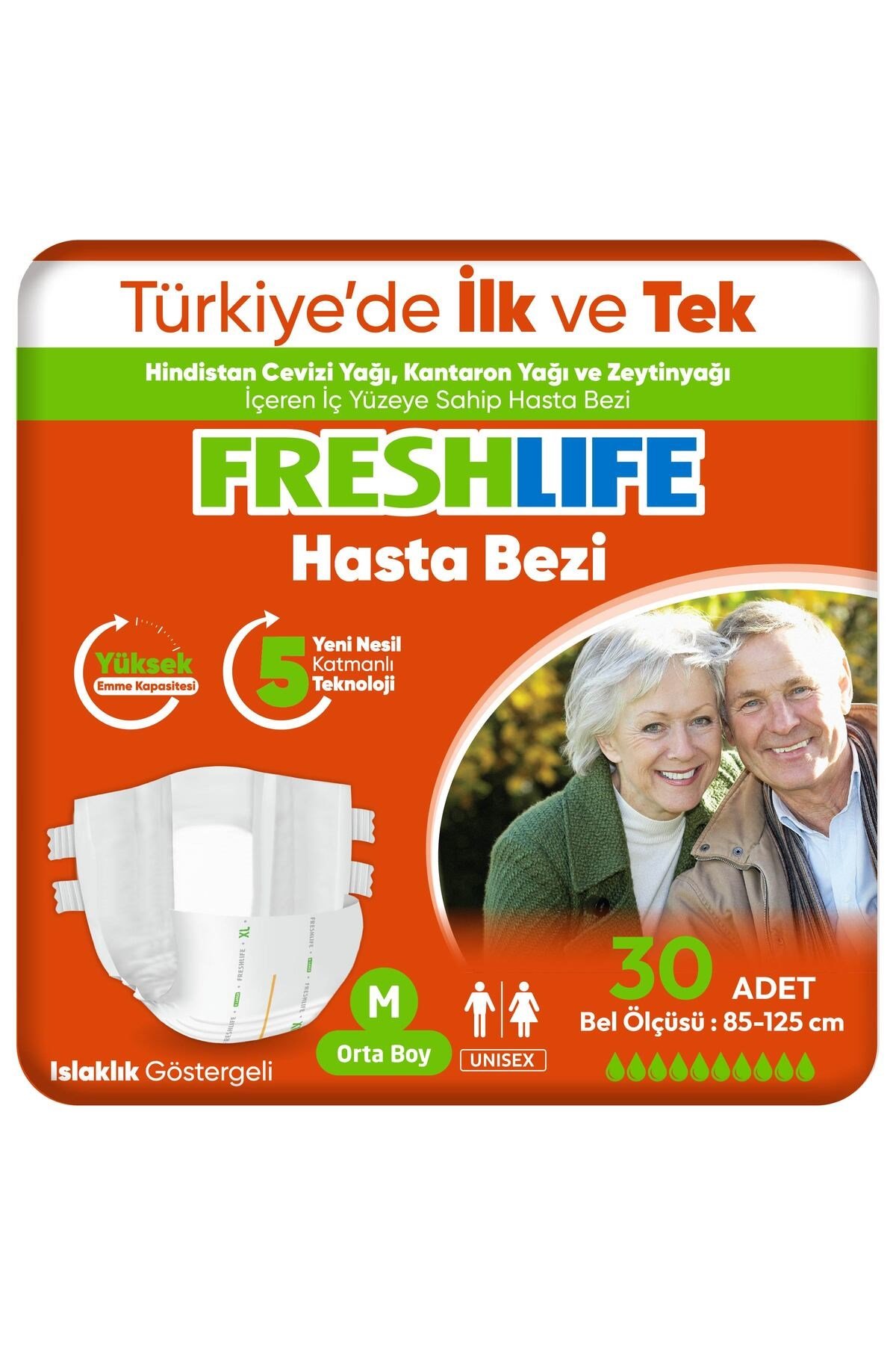 Medium Bel Bantlı Yetişkin Hasta Bezi 30 Adet