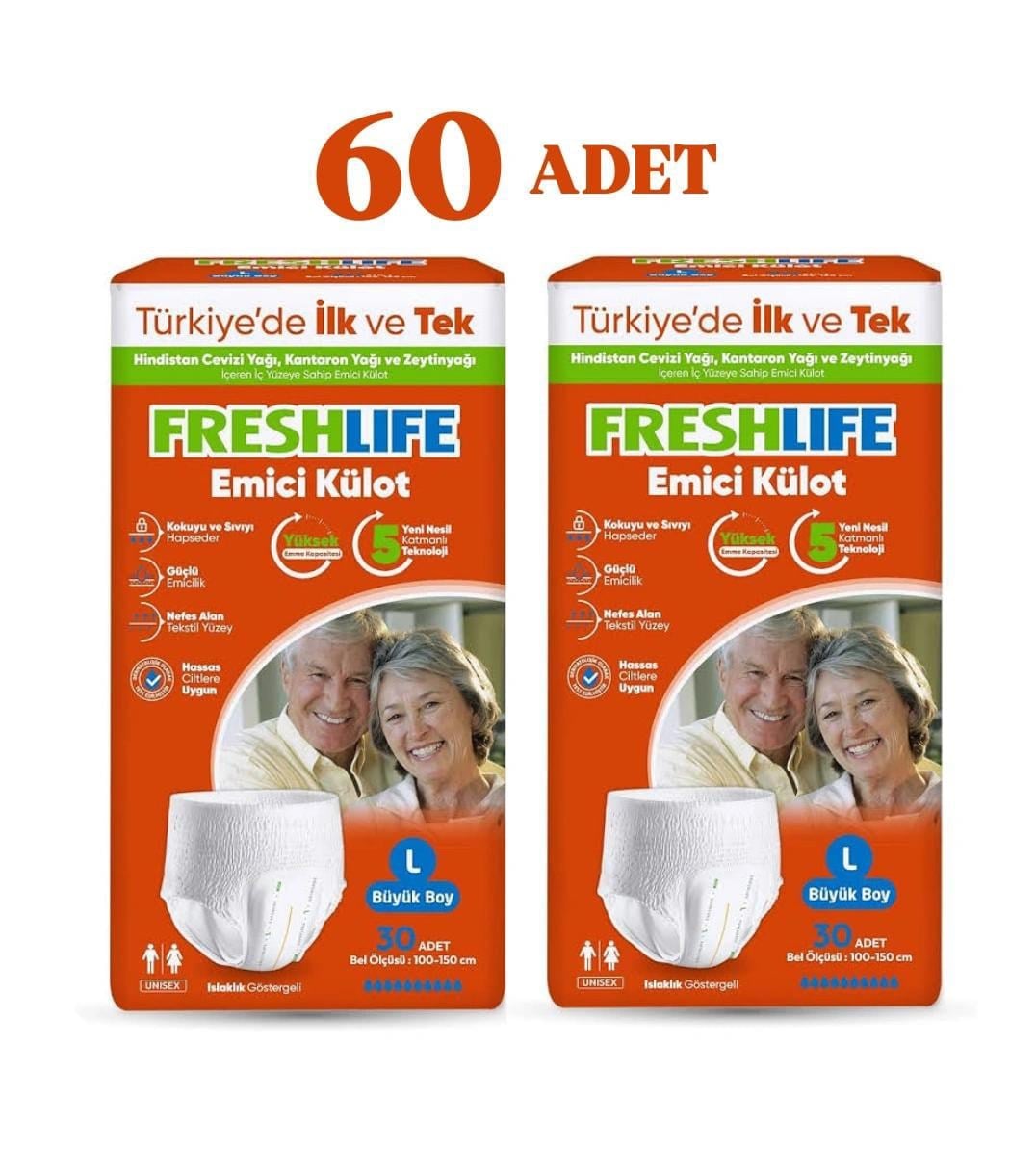 Netkal Freshlife Külot Large Hasta Bezi 2 Paket 60 Adet