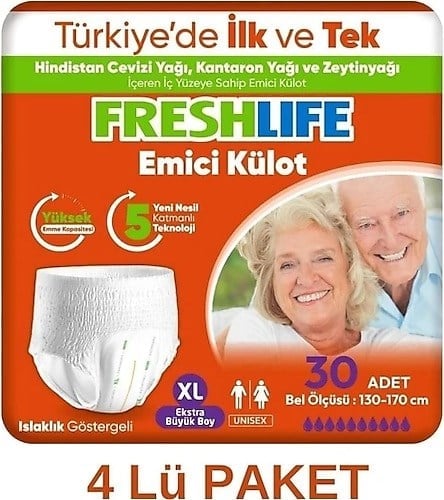 Netkal Freshlife Külot Xlarge Hasta Bezi 4 Paket 120 Adet