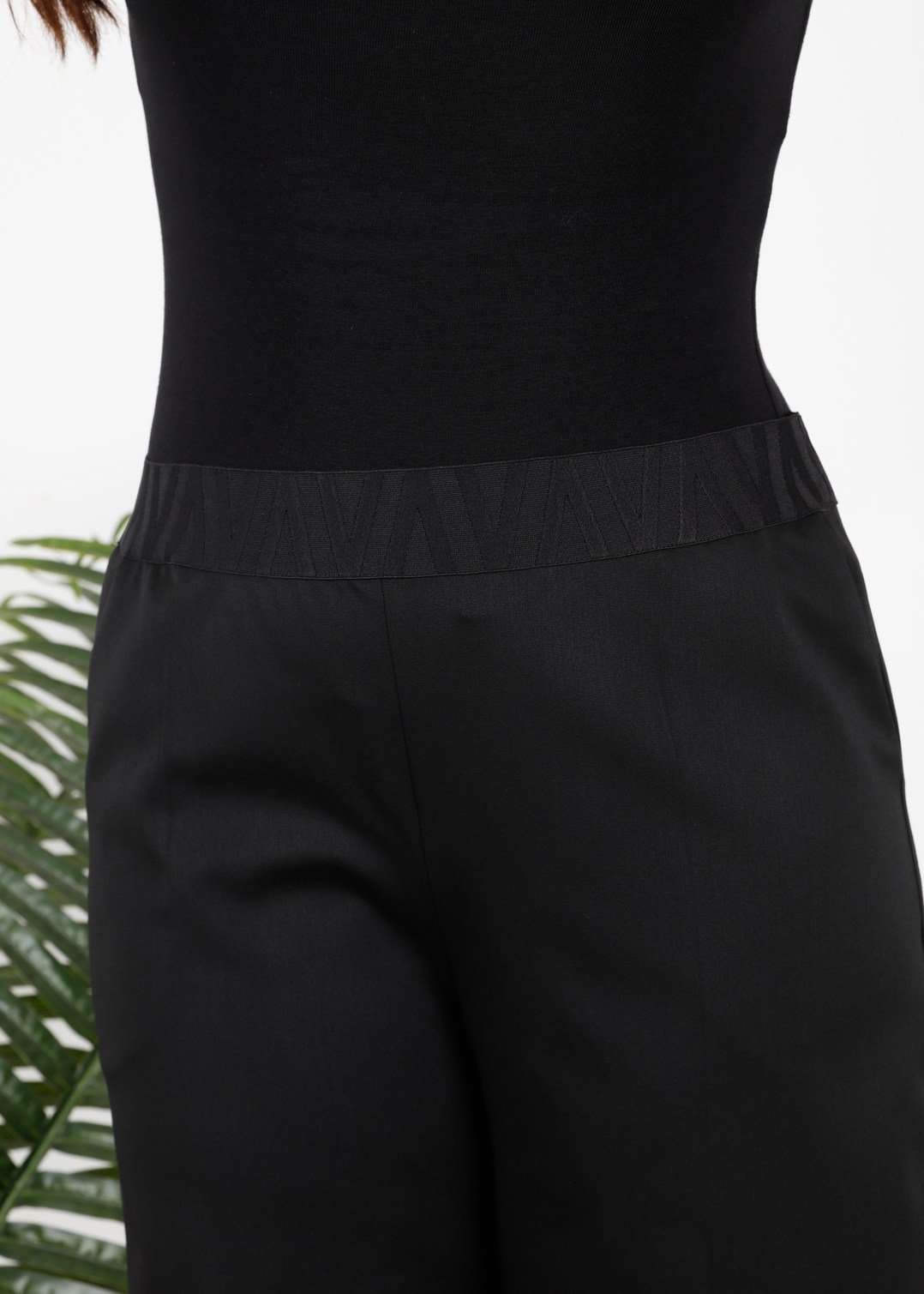 Beli Lastikli Bol Paça Kışlık Büyük Beden Kadın Pantolon Siyah