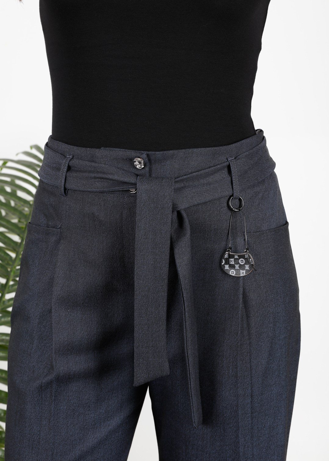 Yüksek Bel Denim Kumaş Kışlık Büyük Beden Kadın Pantolon Lacivert