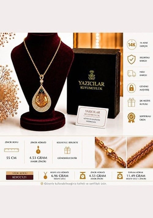 14 Ayar Royal Emerald Koleksiyonu Altın Kolye
