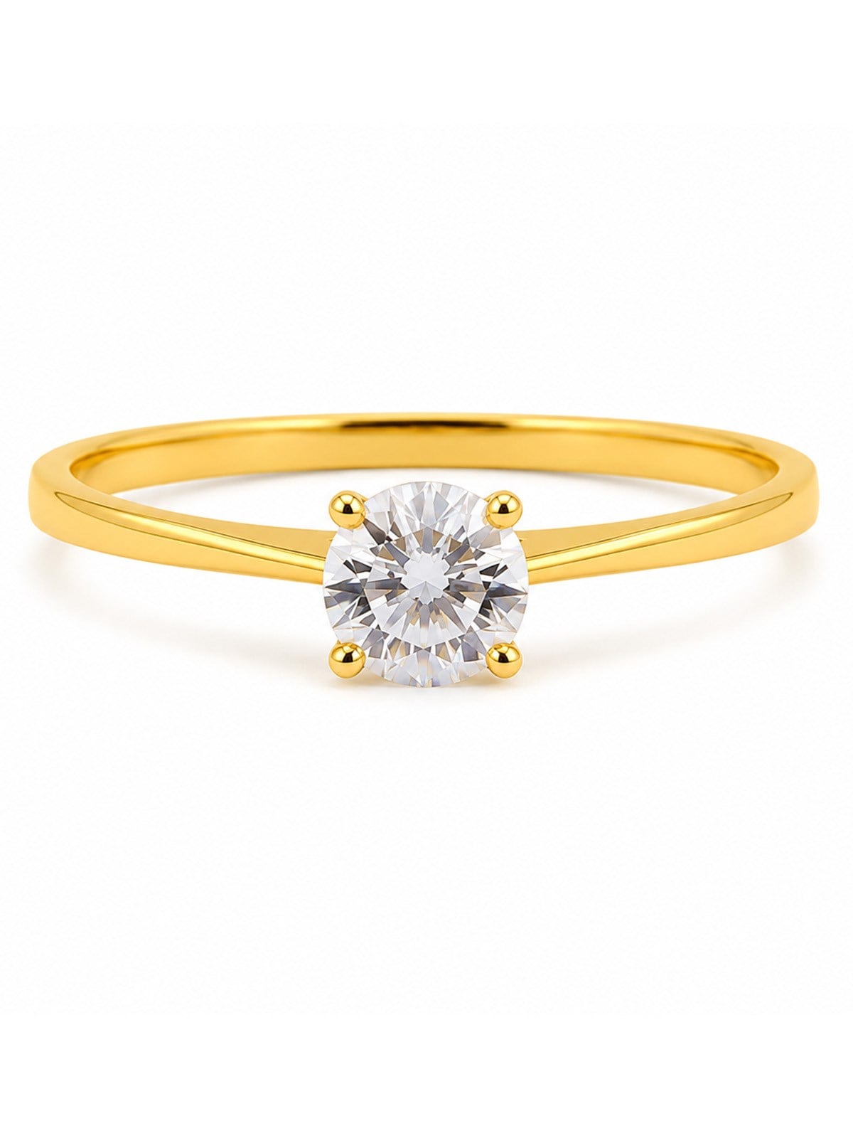 14 Ayar Yuvarlak Kesim Tektaş Altın Kadın Yüzük