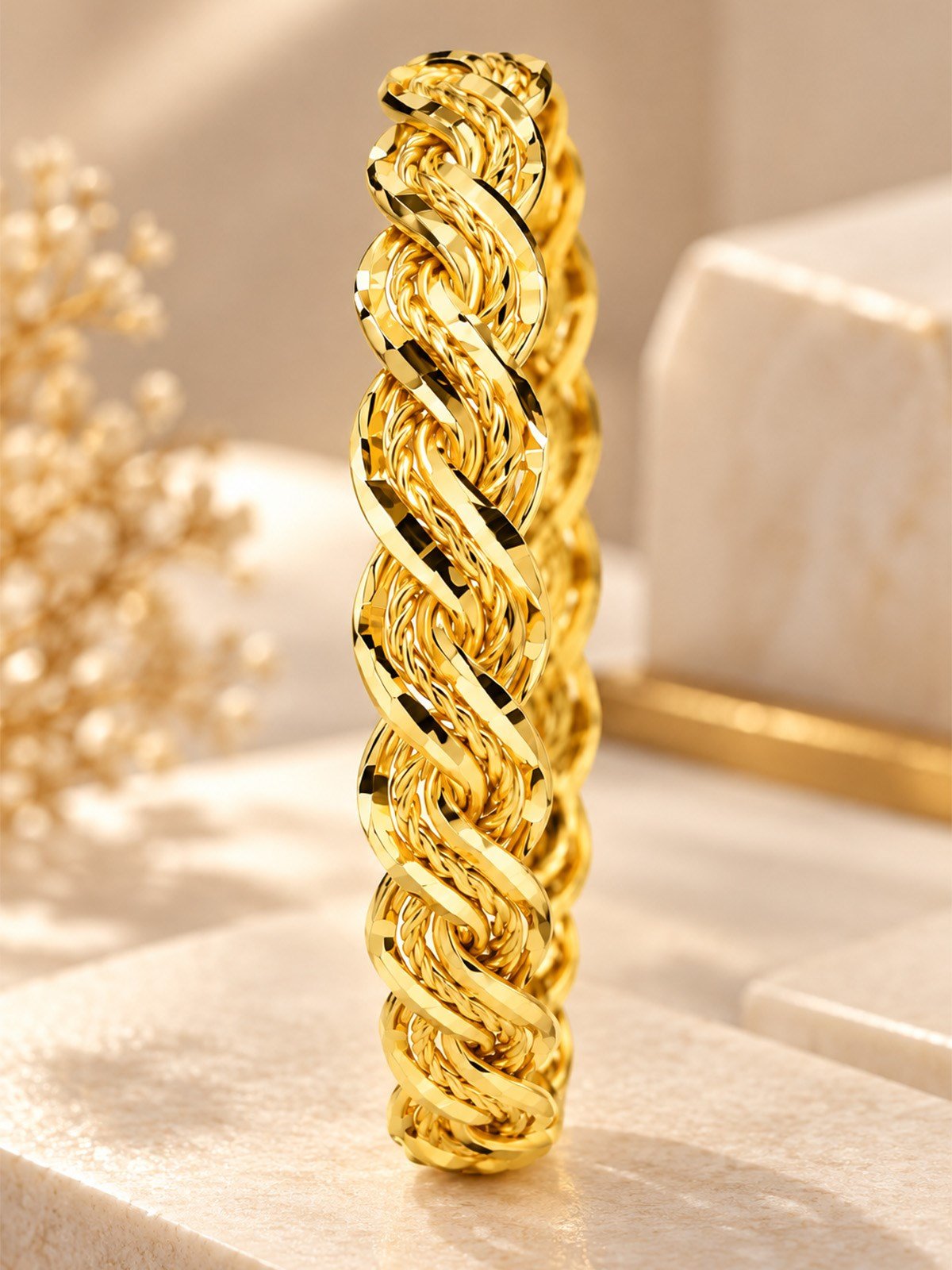 22 Ayar Altın Çift Örgü Bilezik