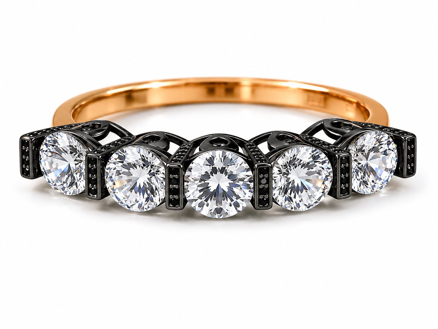 Yazıcılar 14 Ayar Altın Black Diamond Aura Modern Kadın Yüzüğü  3,23 GR ( 350)