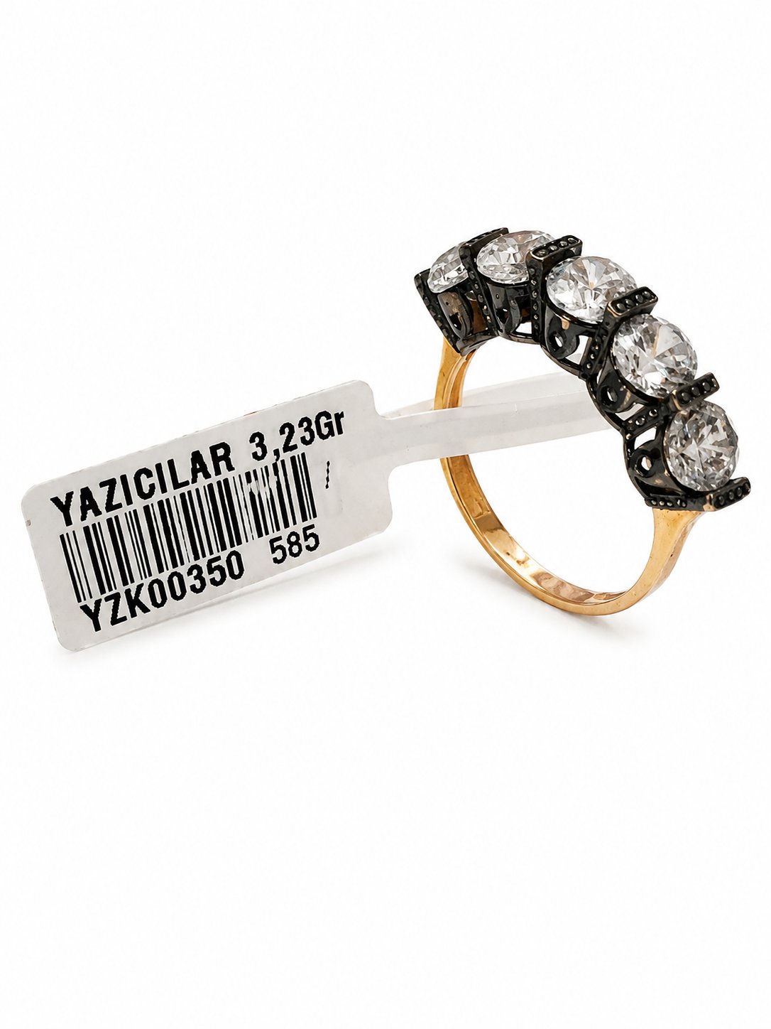 Yazıcılar 14 Ayar Altın Black Diamond Aura Modern Kadın Yüzüğü  3,23 GR ( 350)