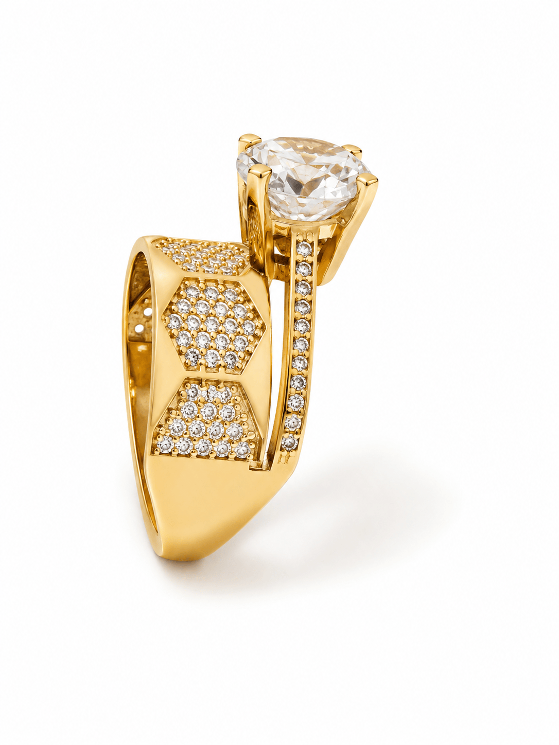 Yazıcılar 14 Ayar Altın Premium Model Golden Aura Tektaş Yüzük  (00420)