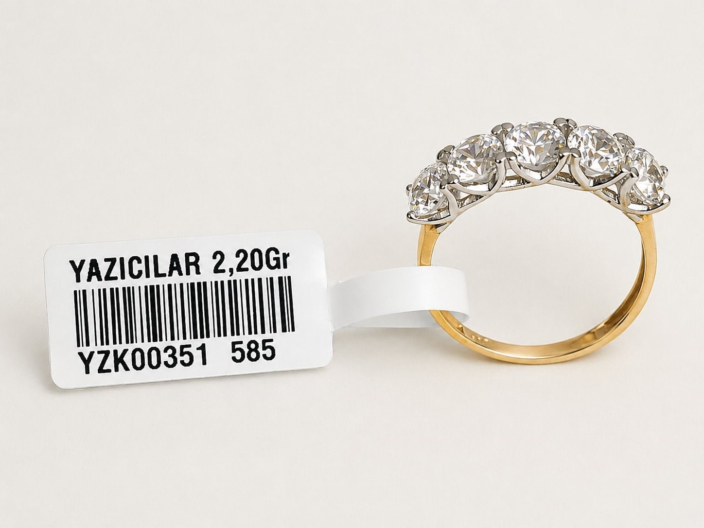 YAZICILAR 14 Ayar Altın Zarafet Beştaş Zirkon Taşlı Kadın Yüzük – 2.20 Gr
