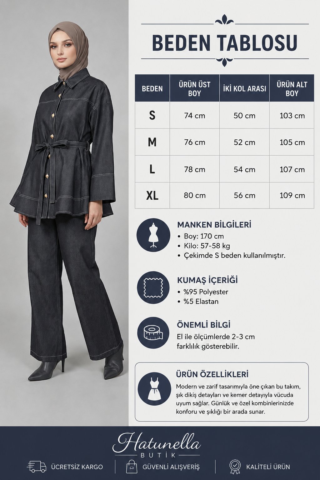 Belden Bağlamalı Acı Kahve Kot Denim Takım