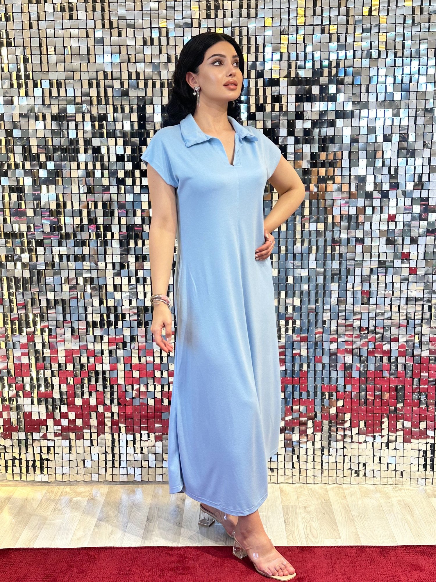 Pike Kumaş Polo Yaka Elbise
